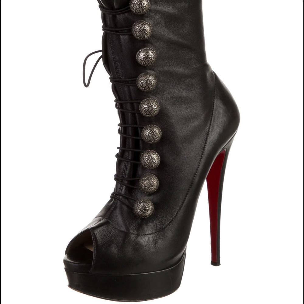 Christian Louboutin Leather LaceUp High Heel Boots